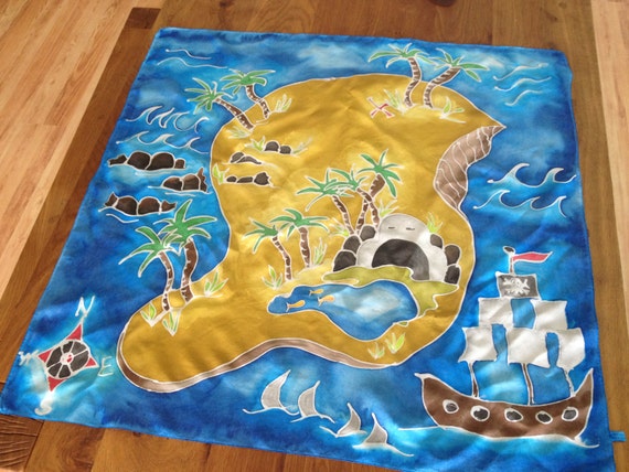 Pirate Island Painted Silk Play mat painted Play silk