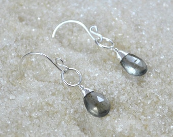 Sterling Silver Wire Wrapped Moss Aquamarine Earrings