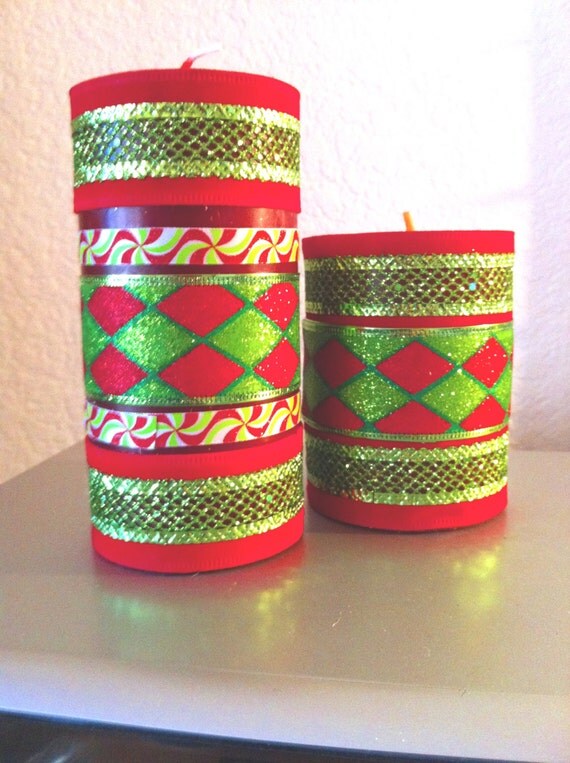Christmas Pillar Candles 2 Clearance one 4 by UniqueCandlesAndSuch