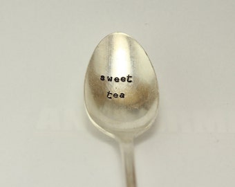sweet tea spoon. stamped spoon, iced tea spoon, engraved spoon, custom spoon, christmas gift, stamped silverware, coffee