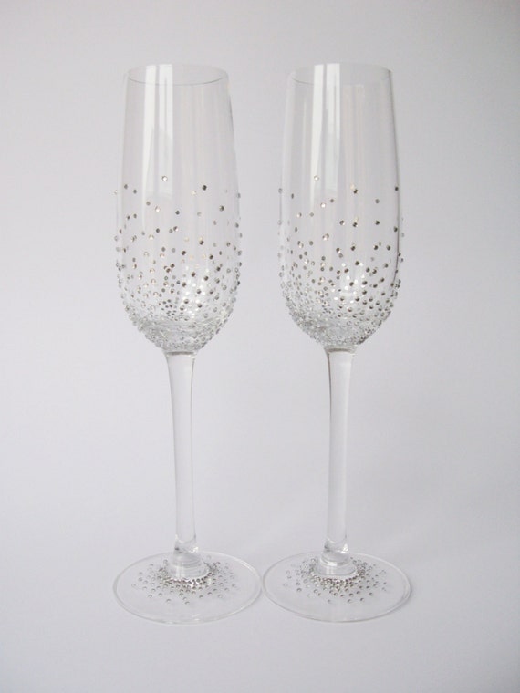 Items similar to Champagne Wedding Flutes Set of 2 Wedding glasses