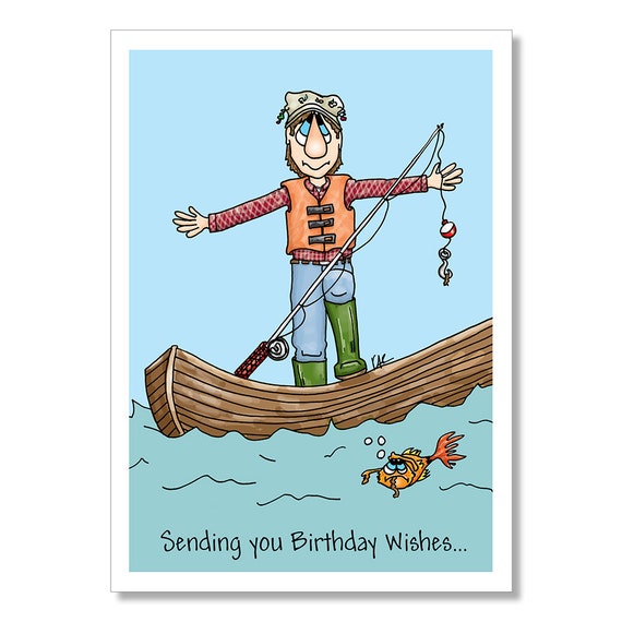 Items similar to Birthday Card for Fisherman, Funny Birthday Card