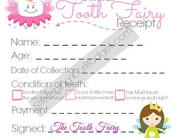 Tooth Fairy Receipt for Girls