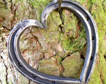 Heart-Shaped Horseshoes, 'Unicorn Shoes'; Blacksmith Forged by GILL & SON: Ideal for weddings, iron anniversary gift; talisman of love.