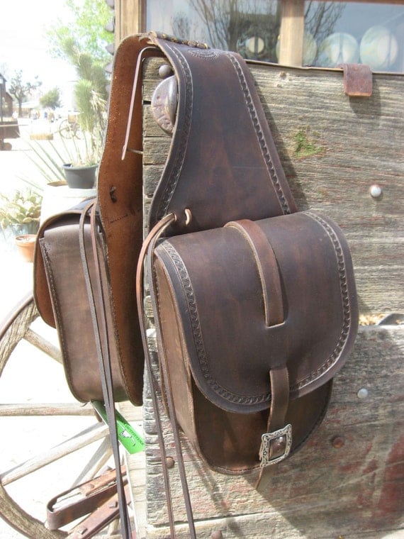 Items similar to Hand-Crafted Leather Saddle Bags on Etsy