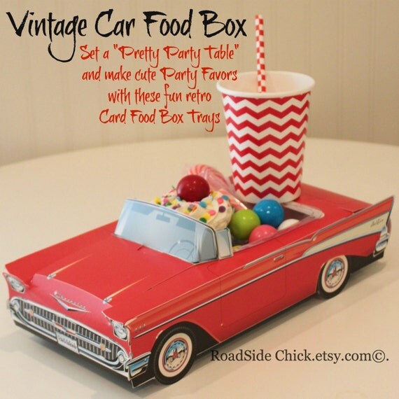 Car Favor Box 6 Red & White Car Favor Boxes Car Party