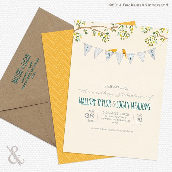 Festive Lovebird Wedding Invitation Suite // CUSTOM DEPOSIT // Double