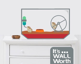 Pet Hamsters in Cage Vinyl Wall Decal - Kid's Room or Play ...
