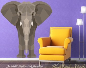 Elephant Wall Decal. REUSABLE FABRIC Wall Decals, Pattern Wall Decal, Peel and Stick Wall Decals, Eco-friendly, 704