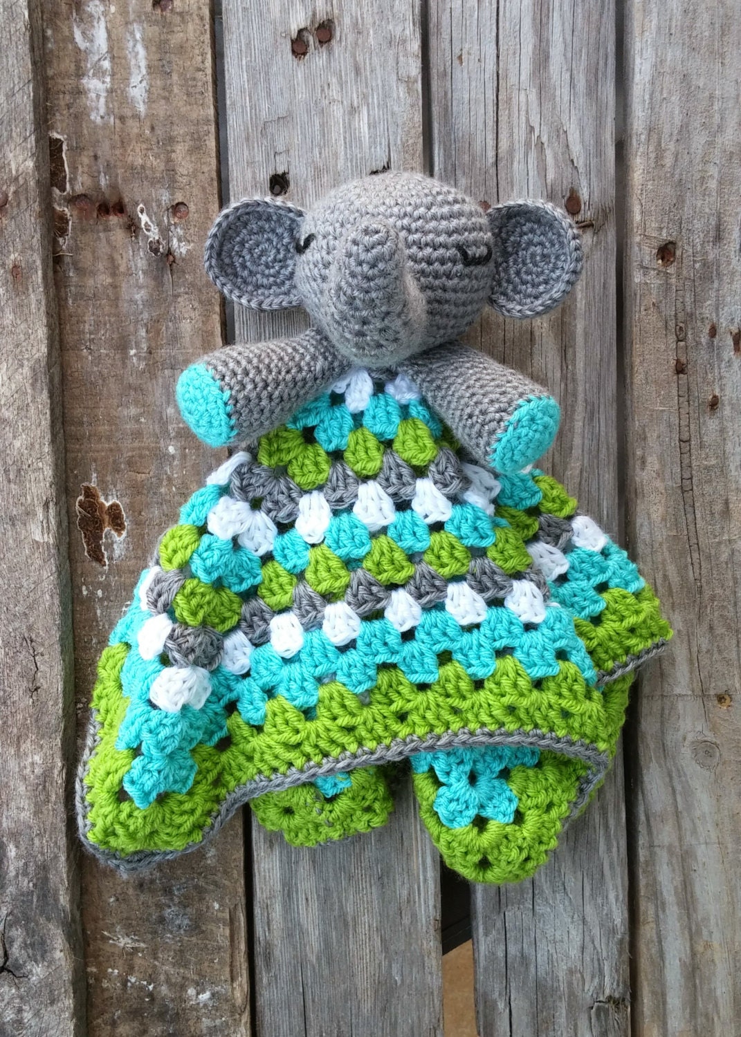Custom Stuffed Elephant Lovey Toy Crochet Blanket Mini Blanket