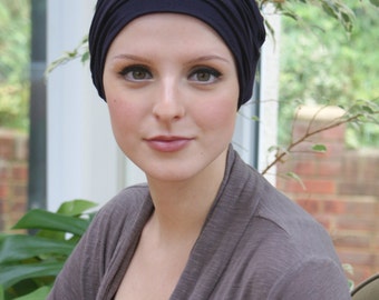 Women's chemo cap for cancer hair loss Handmade stylish black beanie hat in many colours Soft chemo hats for cancer patients