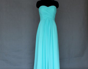Long Bridesmaid Dress Blue/Mint Bridesmaid Dress Chiffon Dress ...