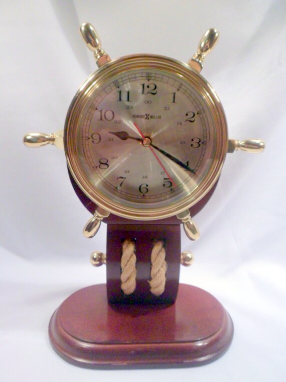 Howard Miller Britannia Brass Ship's Wheel Clock Working