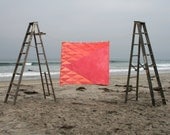 Organic Hand-Dyed Quilt- ANGLE geometric pink/orange, cotton, modern heirloom, child's size