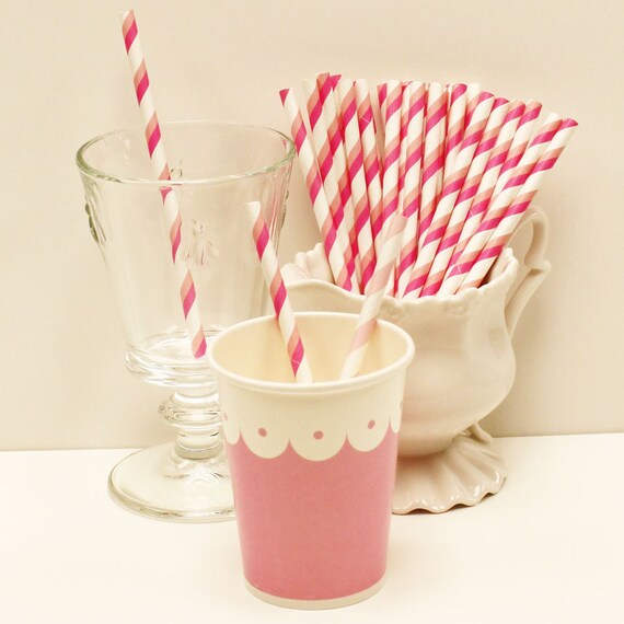 Party Paper Cups, 10 Pink Scalloped Cups,and DIY Labels, Popcorn Cup, Party Treats, Drink Cups, Kids Paper Cups, Party Paper Cups, Pink Cups Il_570xn