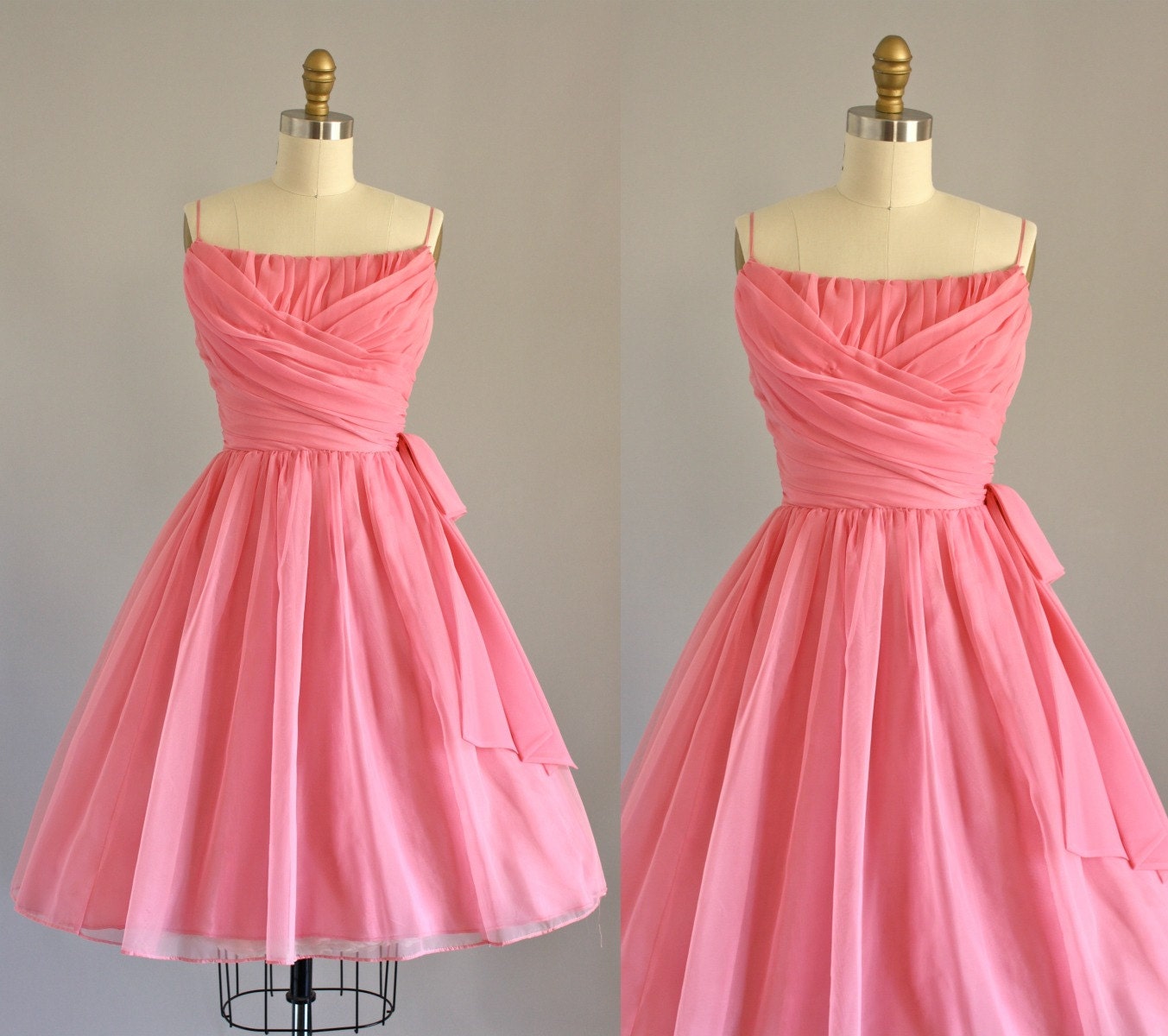 Vintage 50s Dress/ 1950s Party Dress/ Lorrie Deb Bubblegum