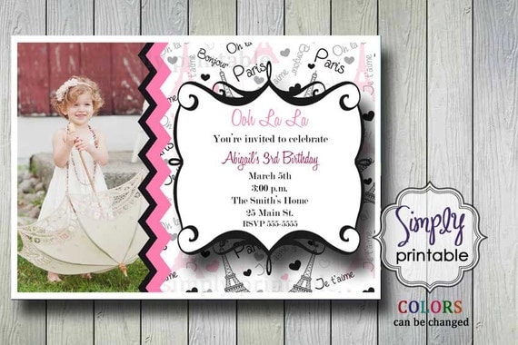 Paris Birthday Invitation with Photo (Printable) Il_570xn
