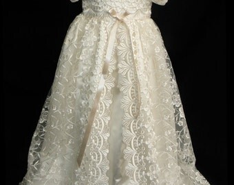 Stunning Off White Lace Christening Gown, Baptism, Dedication, 0 - 3 months, 0-3 months, 3-6 months, 6-9 months, 9-12 months, 12-24 months