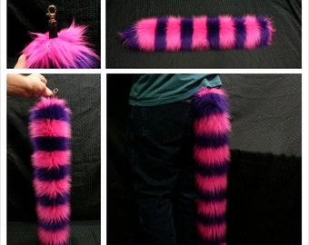 Cheshire Cat Furry Tail Pink and Purple Striped Alice in Wonderland Cosplay EDC Burning Man EDM Festival Wear