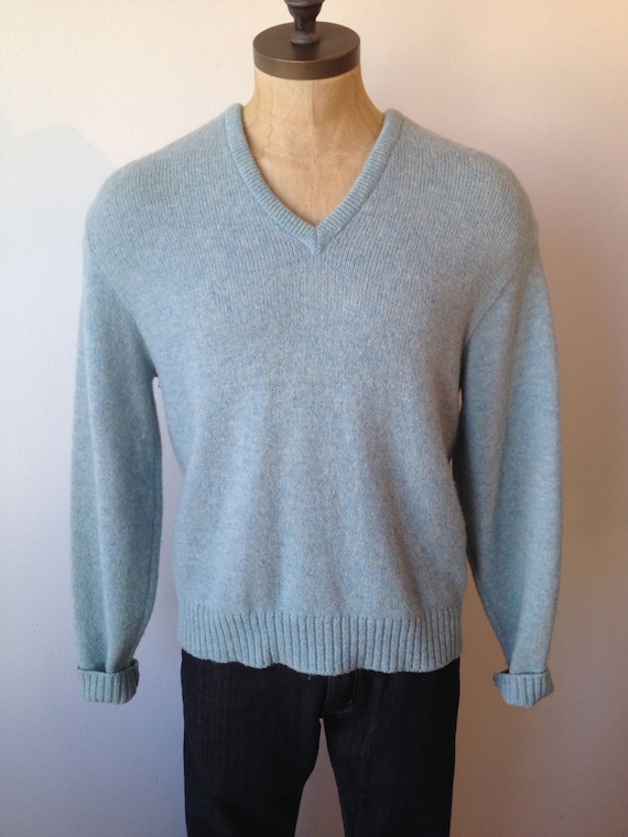 Vintage MENS Jantzen light blue v-neck sweater size by pandaJpanda