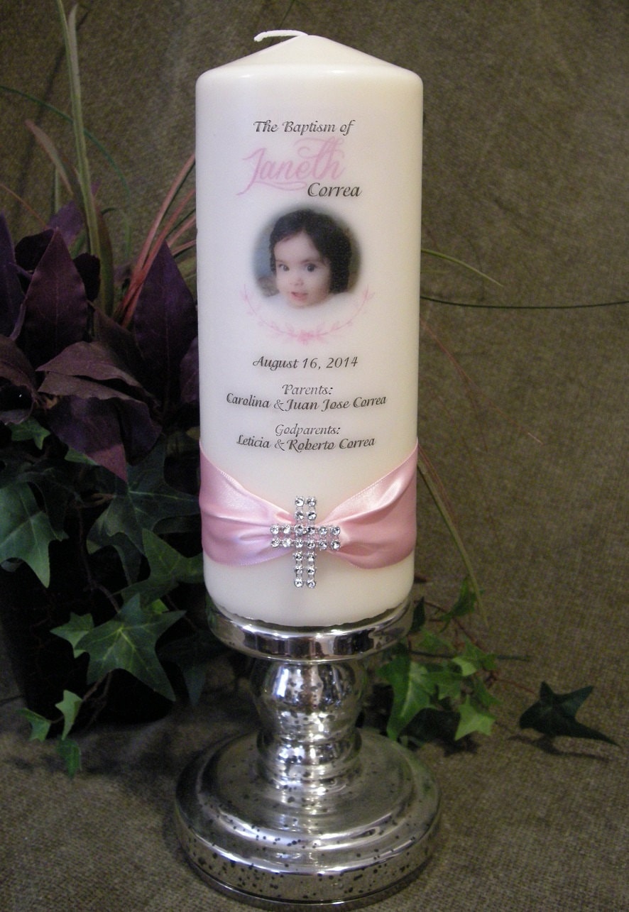 Personalized Baptism Christening Candle with Baby Picture