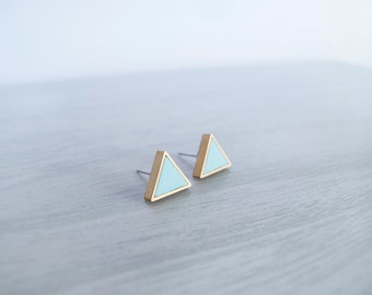 Mint Triangle Stud Earrings - Hypoallergenic Titanium Posts