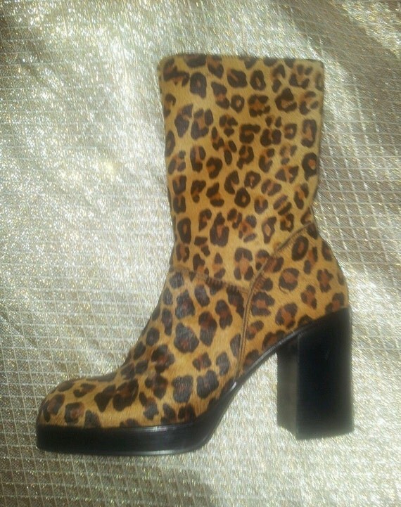 leopard print fur boots