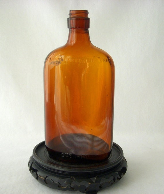 Vintage Glass Amber Bottle Old Brown Glass Bottle By Gsalehunter 0499