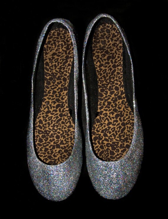 Silver Holographic Glitter Ballet Flats by RainbowDreamFactory