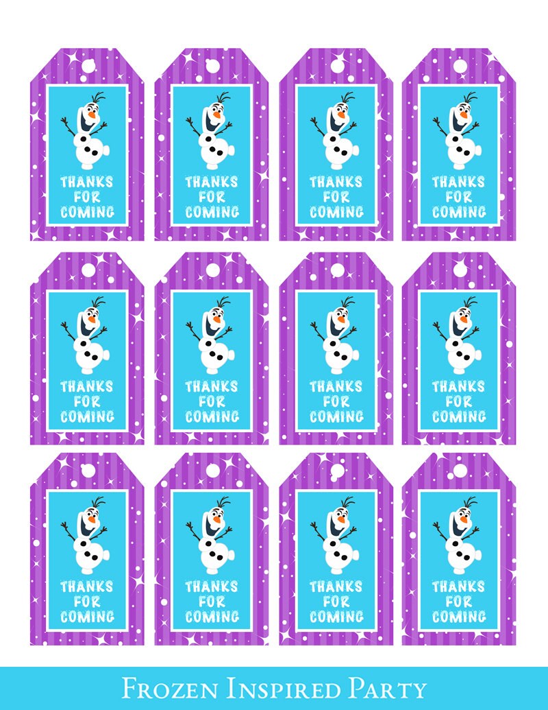 Frozen Inspired Favor Tags Thank You Tags Loot Bag Tags