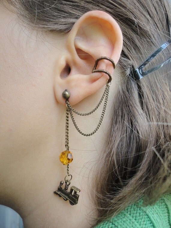 Stylish steam punk cartilage brass ear cuff earring by ArmaJewelry