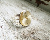 Watch face ring Victorian ring Steampunk jewelry White gold ring Steampunk ring Womens ring steampunk Filigree ring Watch ring Barocco