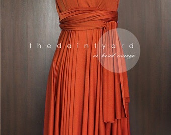 Short Straight Hem Burnt Orange Infinity Dress Multiway Dress Prom Dress Wedding Dress Convertible Dress Wrap Dress Maid of Honor Dress