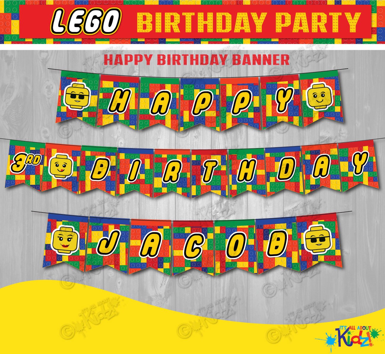 Printable LEGO Birthday Party Banner LEGO Party by ItsAllAboutKidz