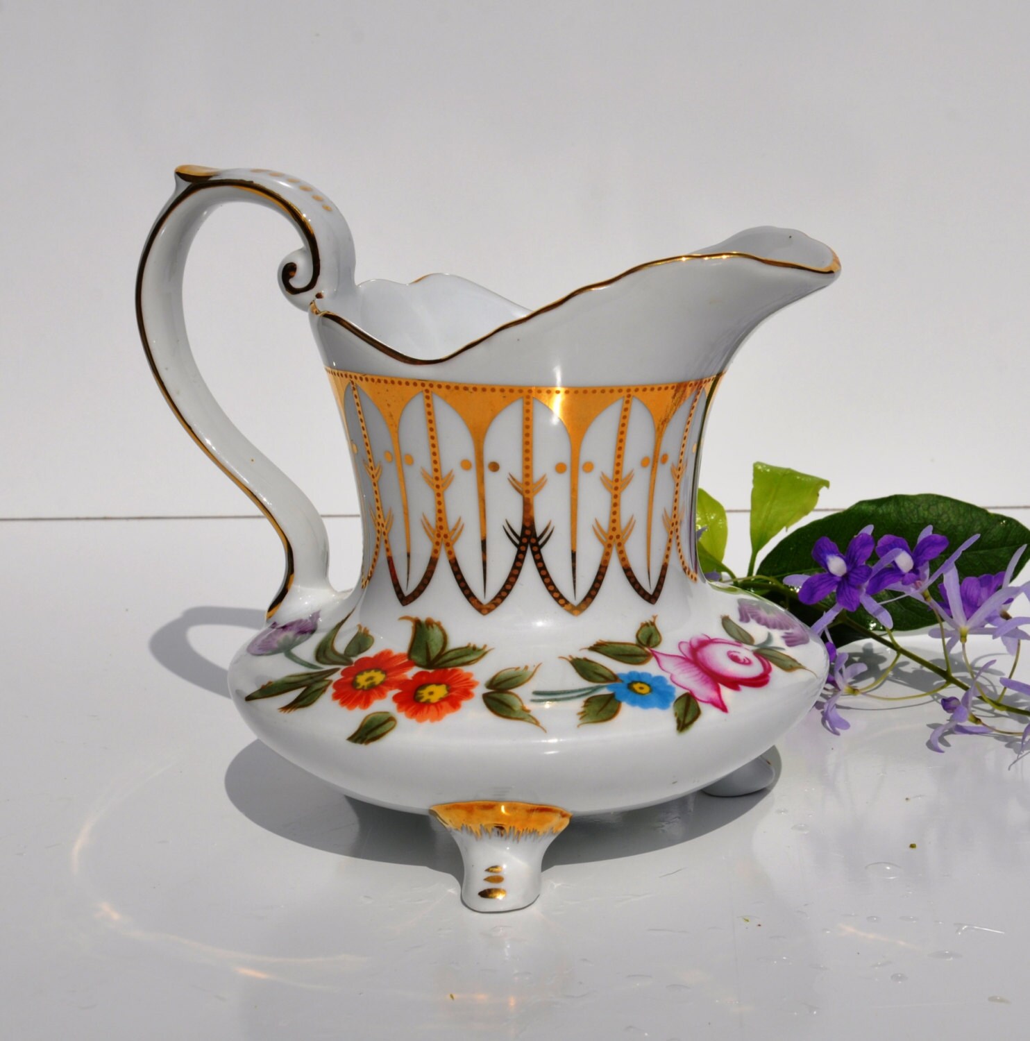 Vintage Pitcher, Vase, Footed, Royal Danube, England, Porcelain China