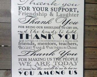 Thank You Poster / Wedding Thank You Sign / Mixed Font Design / Black and White / 18 x 24 PDF Printable