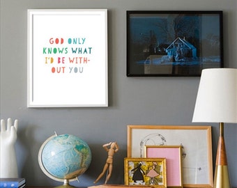 Beach Boys Music Poster 'God Only Knows What I'd Do Without You', Printable Lyrics Prints, Retro Minimalist Typography Art, Instant Download