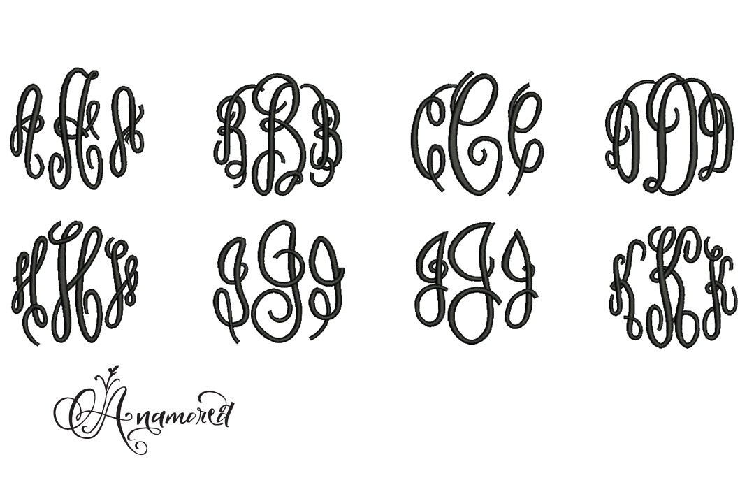 3 Inch Set Fancy Circle Monogram Alphabet: Embroidery by Anamored