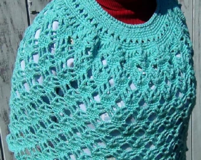 Poncho - Crochet Poncho - Aruba Sea Aqua Green Woman's Poncho