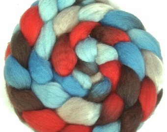 Handpainted BFL Wool Roving - 4 oz. AMERICAN DINER - Spinning Fiber