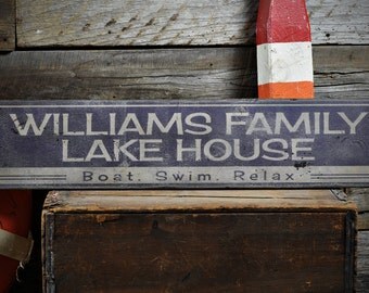 Lake House Sign, Custom Lake Sign, Lake House Decor, Family Lake Sign, Sign For Lake House, Lake - Rustic Hand Made Wooden Sign ENS1000050