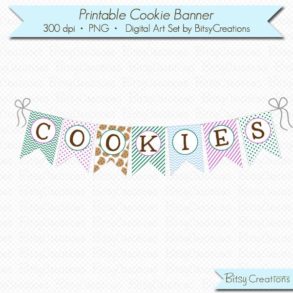 PRINTABLE Cookie Banner by BitsyCreations Instant Download