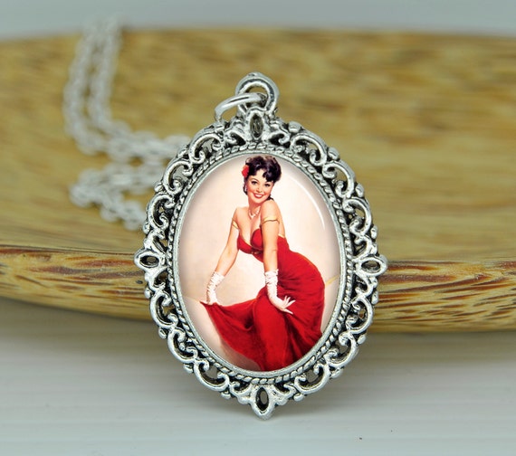 Pin Up Girl Pendant Glass Pendant Glass Photo by ThePendantQueen