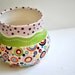 Colorful Pottery Bud Vase- Whimsical Circles small crock / bud vase /cache pot