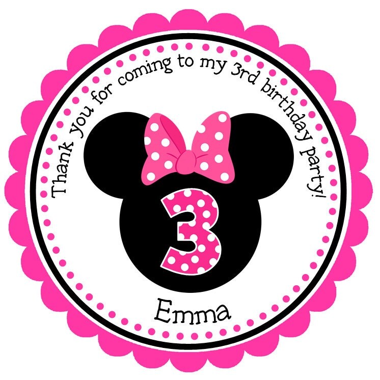 personalized minnie mouse stickers gift tags party favors