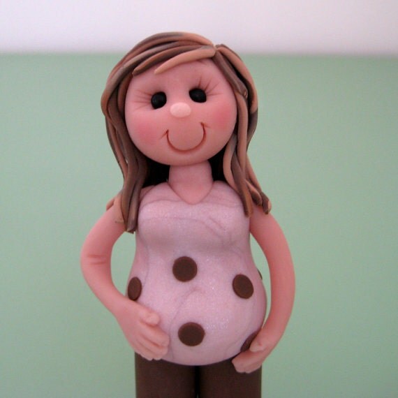 Baby Shower Pregnant Lady polymer clay Cake Topper decoration