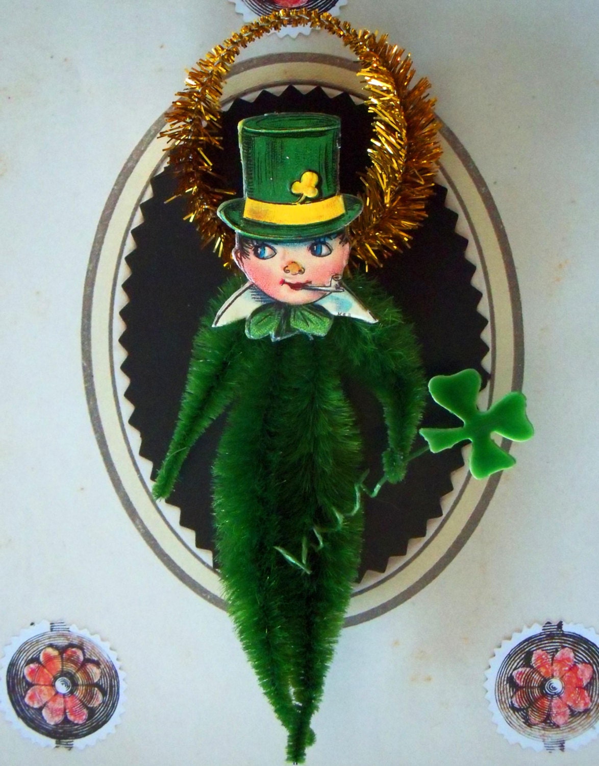 Vintage Style / Bump Chenille St. Patrick's Day Ornament
