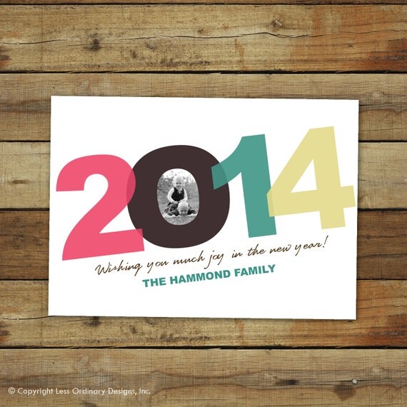 modern happy new year photo card, custom, 2016 new year card, printable photo card