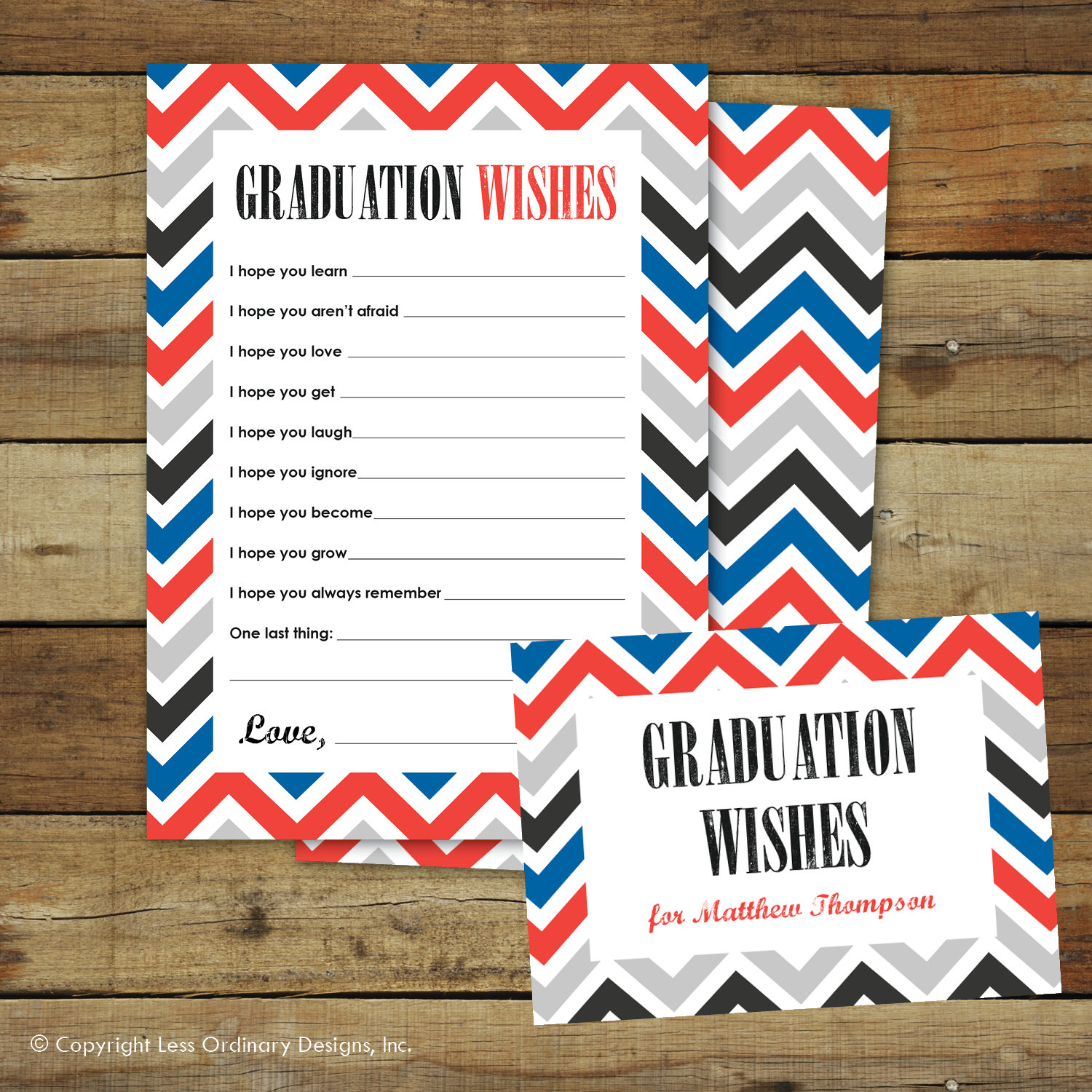 Graduation wishes advice cards printable instant download