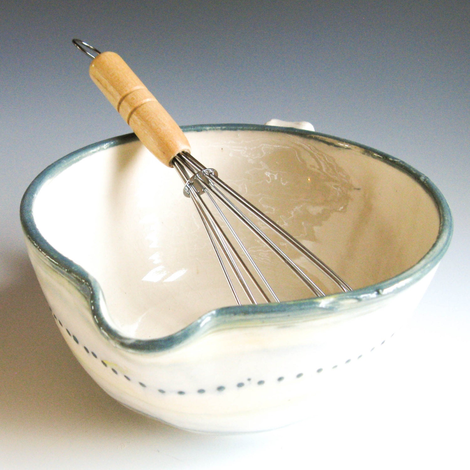 Batter Bowl with Whisk Mixing Bowl Handmade & Handpainted